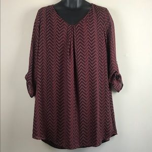 LUSH maroon chevron career blouse/shirt dress